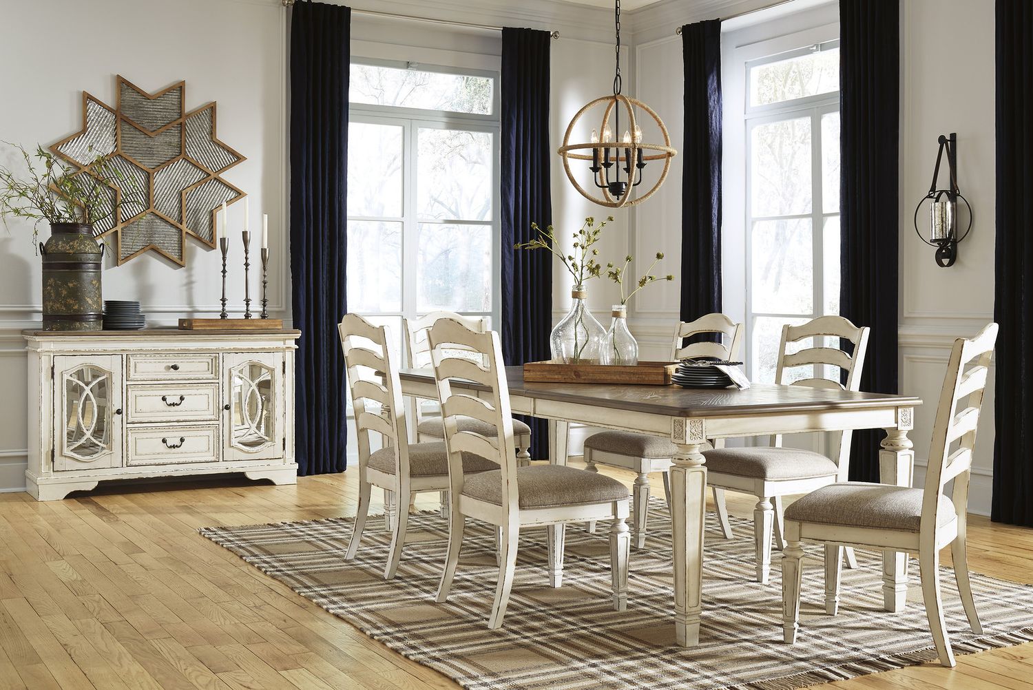 Realyn White Dining Upholstered Slatback Side Chair Set of 2 D74301