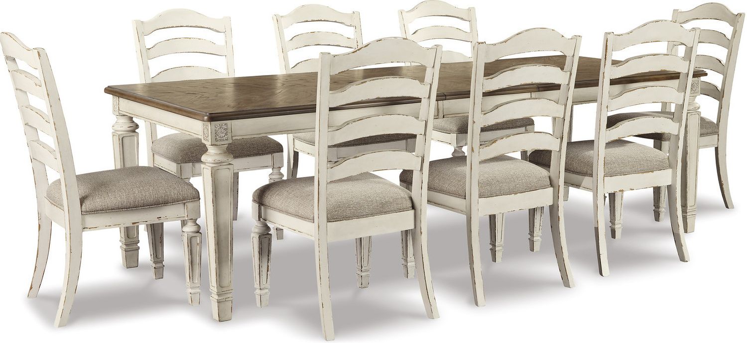 Realyn White Dining Upholstered Slatback Side Chair Set of 2 D74301