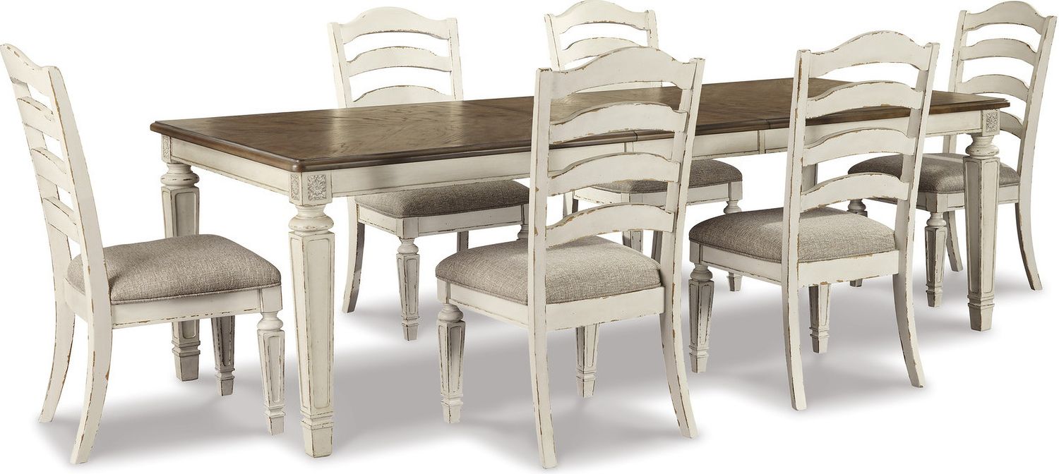 Realyn White Dining Upholstered Slatback Side Chair Set of 2 D74301