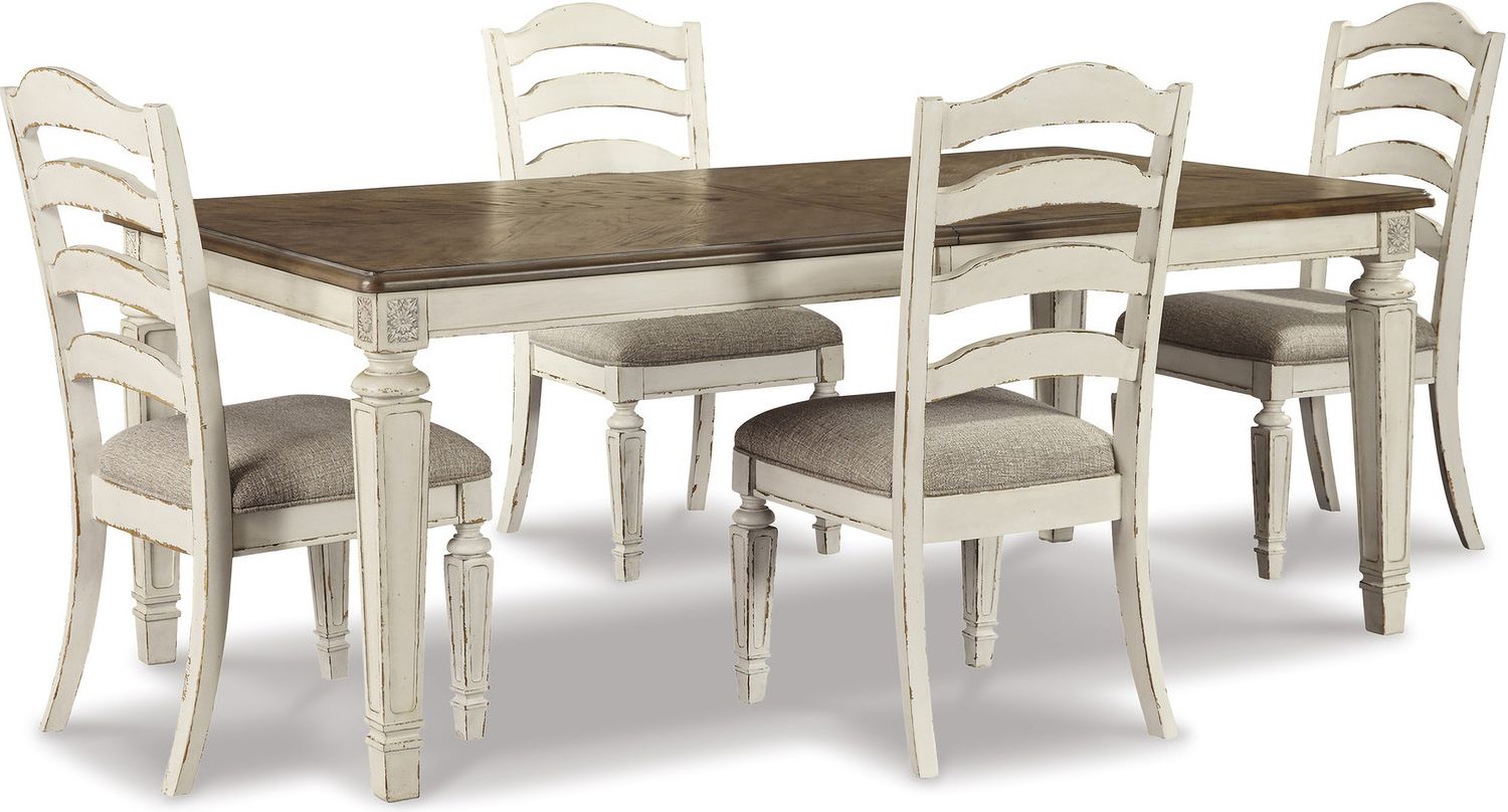 Realyn White Dining Upholstered Slatback Side Chair Set of 2 D74301