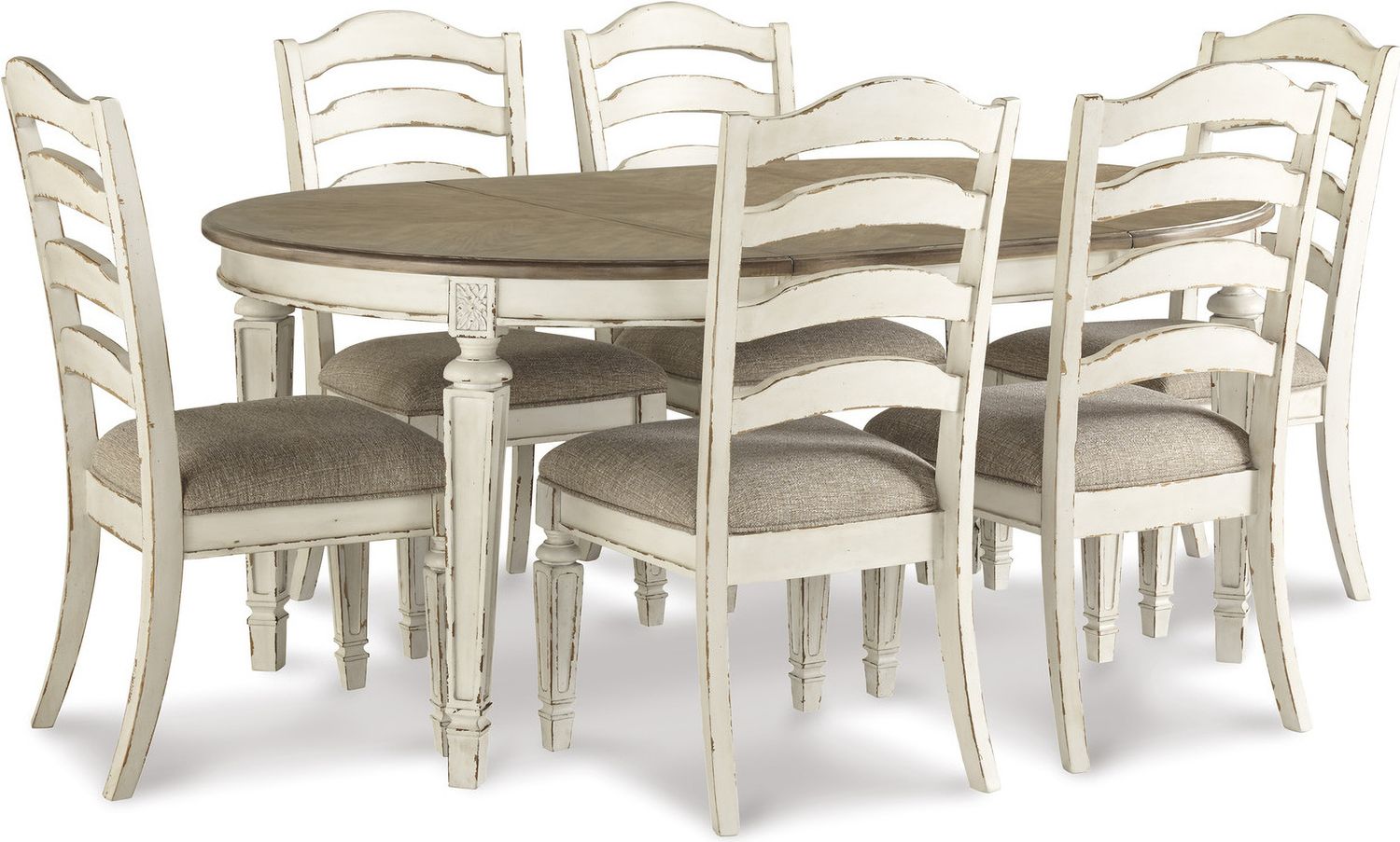 Realyn White Dining Upholstered Slatback Side Chair Set of 2 D74301