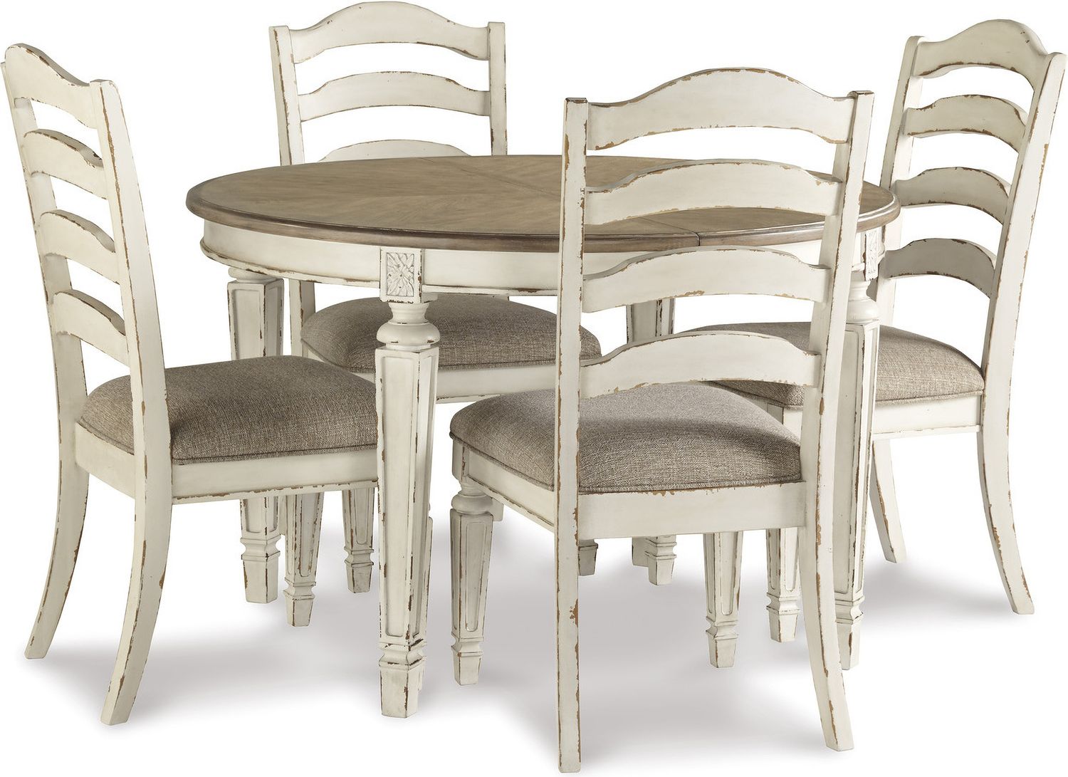 Realyn White Dining Upholstered Slatback Side Chair Set of 2 D74301
