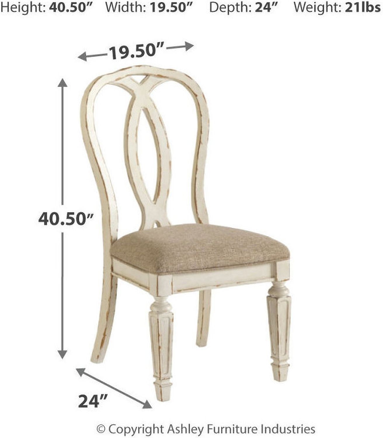 Realyn White Dining Upholstered Sidechair Set of 2 D74302