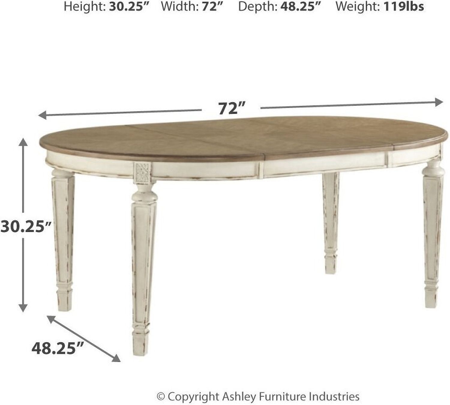 Realyn White Oval Extendable Dining Table D74335
