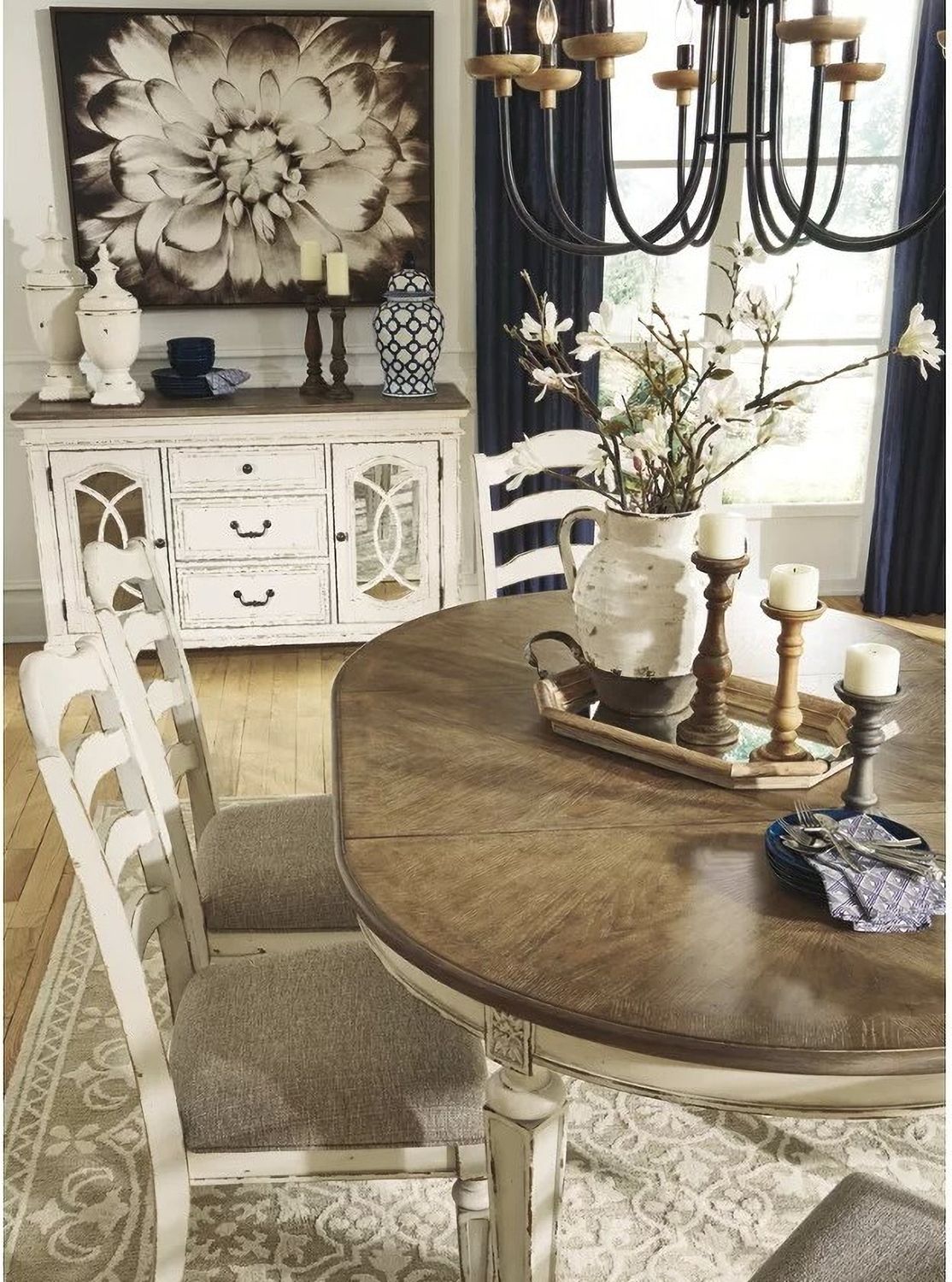 Realyn White Oval Extendable Dining Table D74335