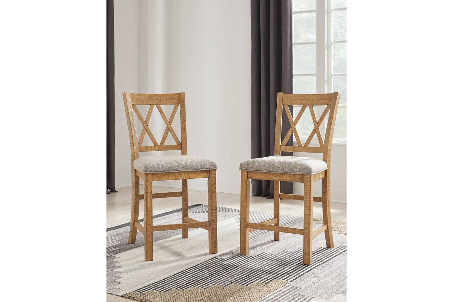 Havonplane Counter Height Barstool Set of 2 In Brown D773124