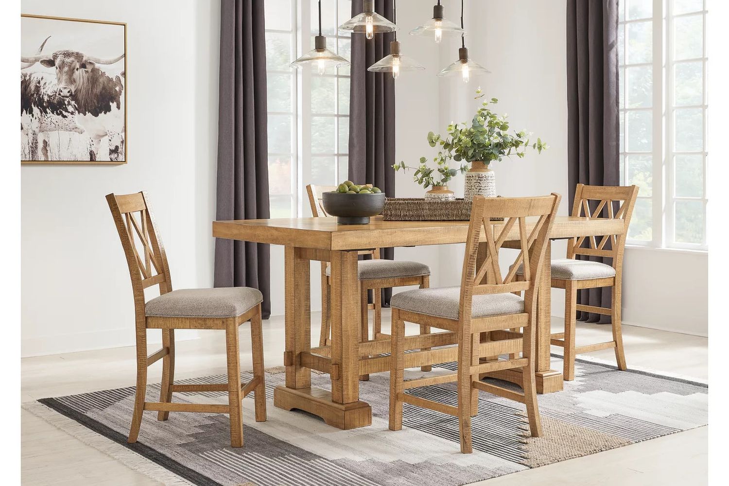 Havonplane Counter Height Barstool Set of 2 In Brown D773124