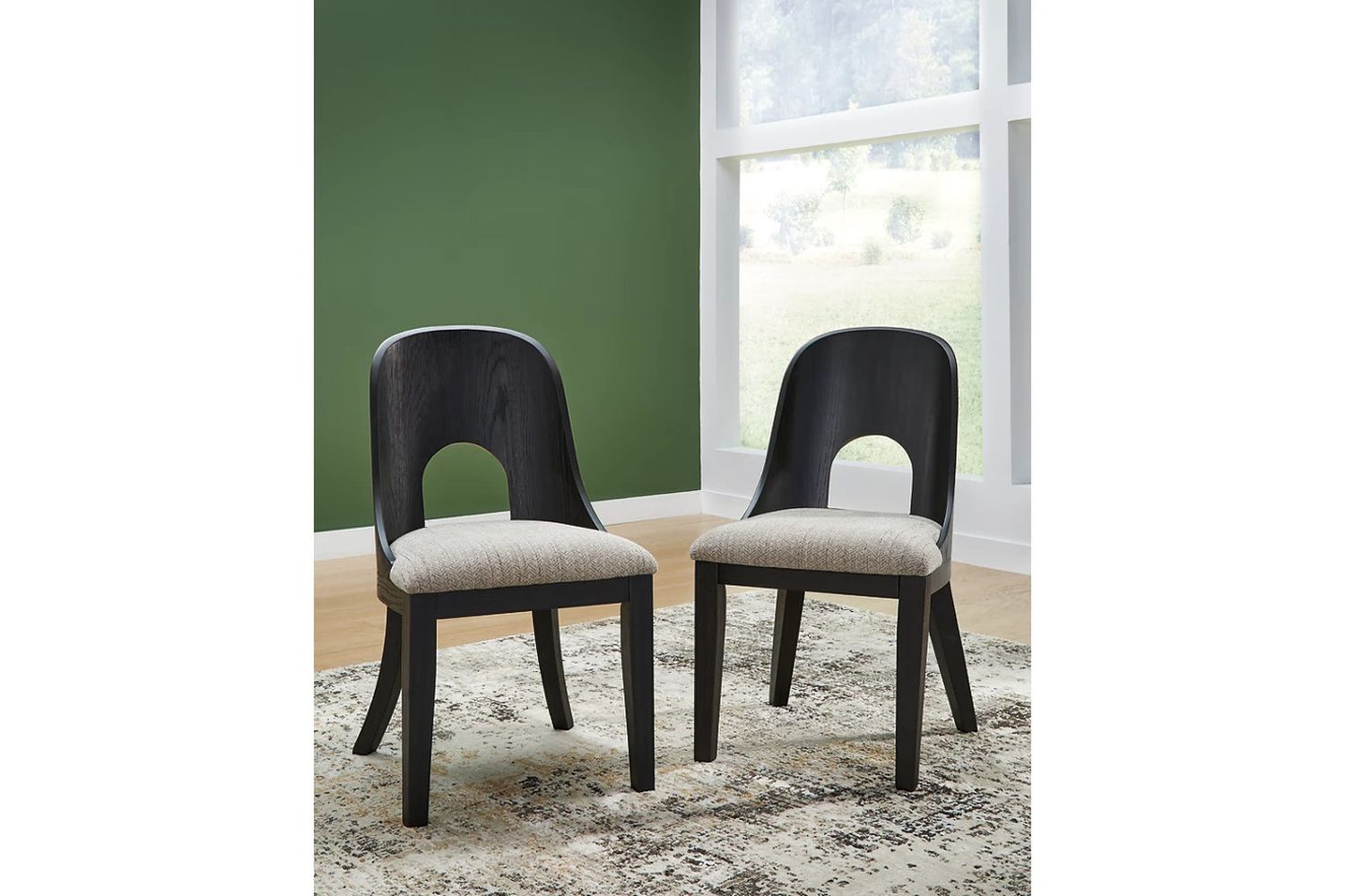 Rowanbeck Dining Chair Set of 2 In Black and Gray D82101