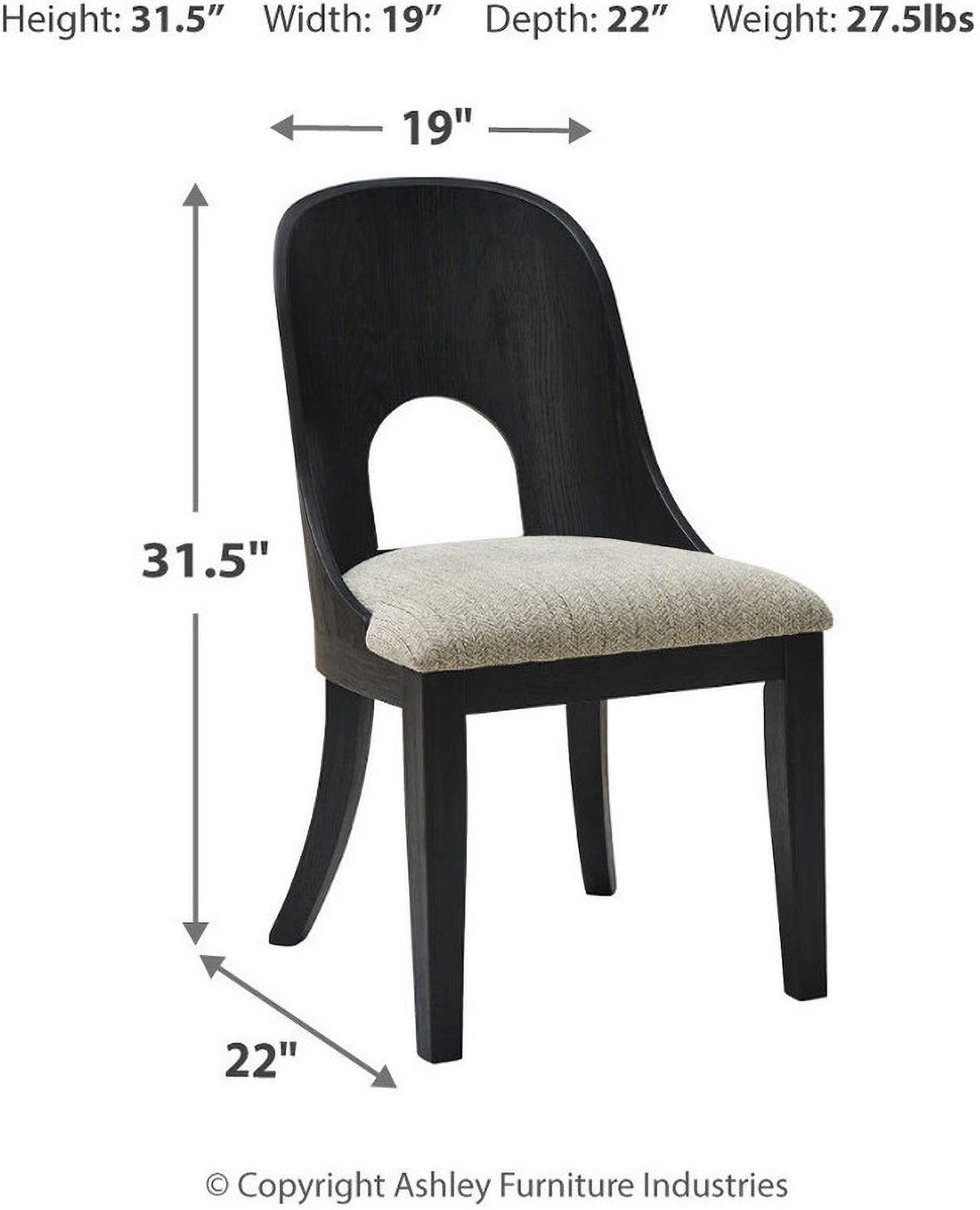 Rowanbeck Dining Chair Set of 2 In Black and Gray D82101