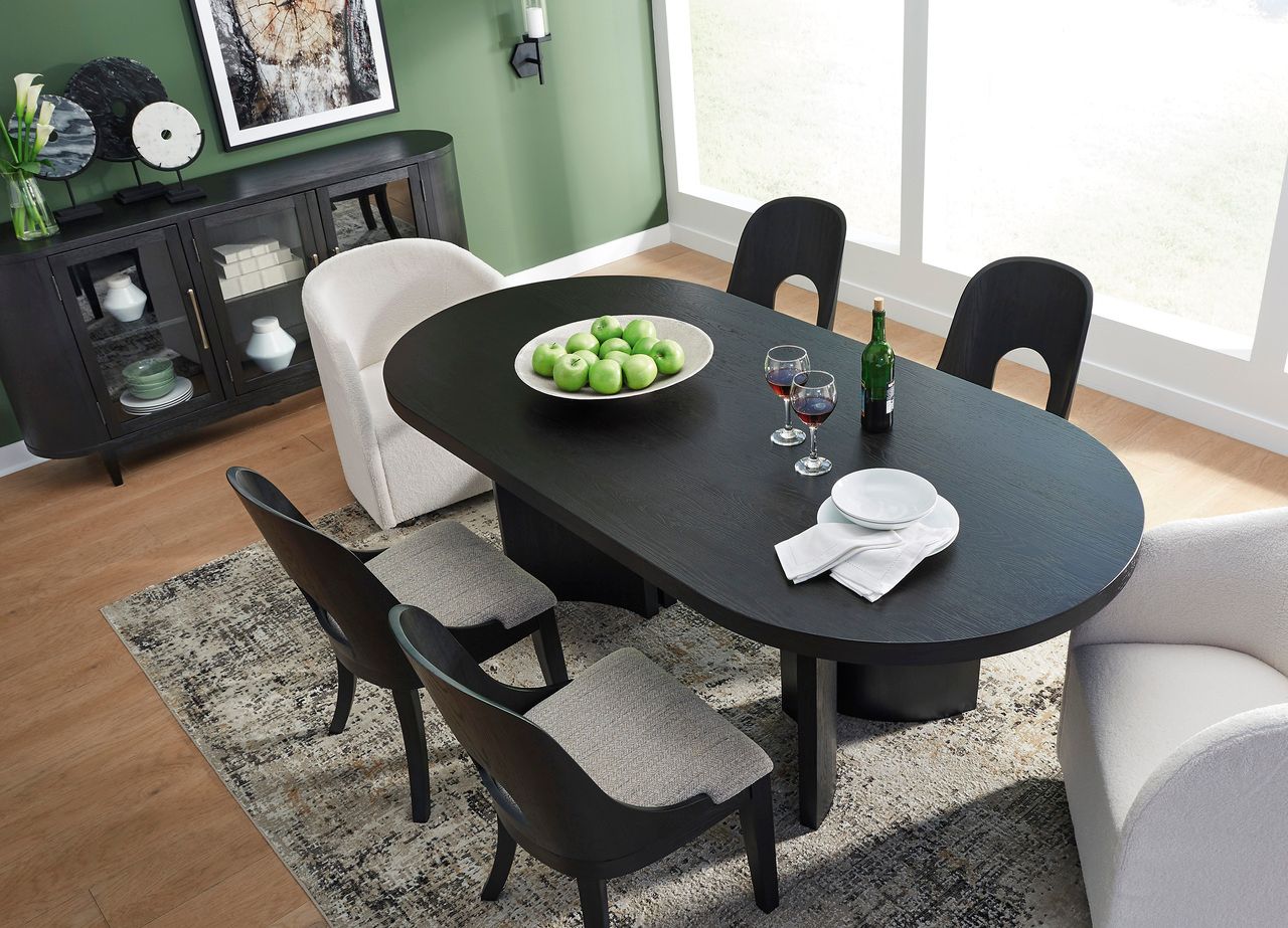 Rowanbeck Dining Chair Set of 2 In Black and Gray D82101