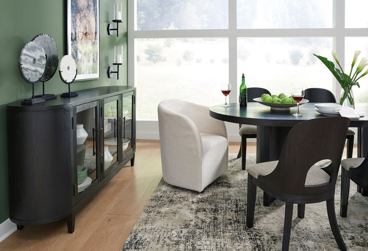 Rowanbeck Dining Chair Set of 2 In Black and Gray D82101