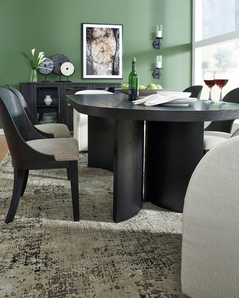 Rowanbeck Dining Chair Set of 2 In Black and Gray D82101