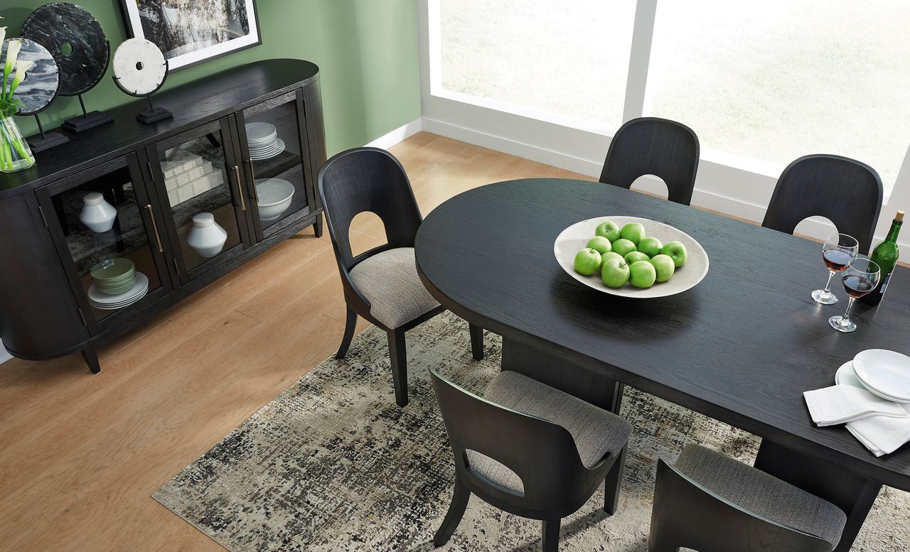 Rowanbeck Dining Chair Set of 2 In Black and Gray D82101