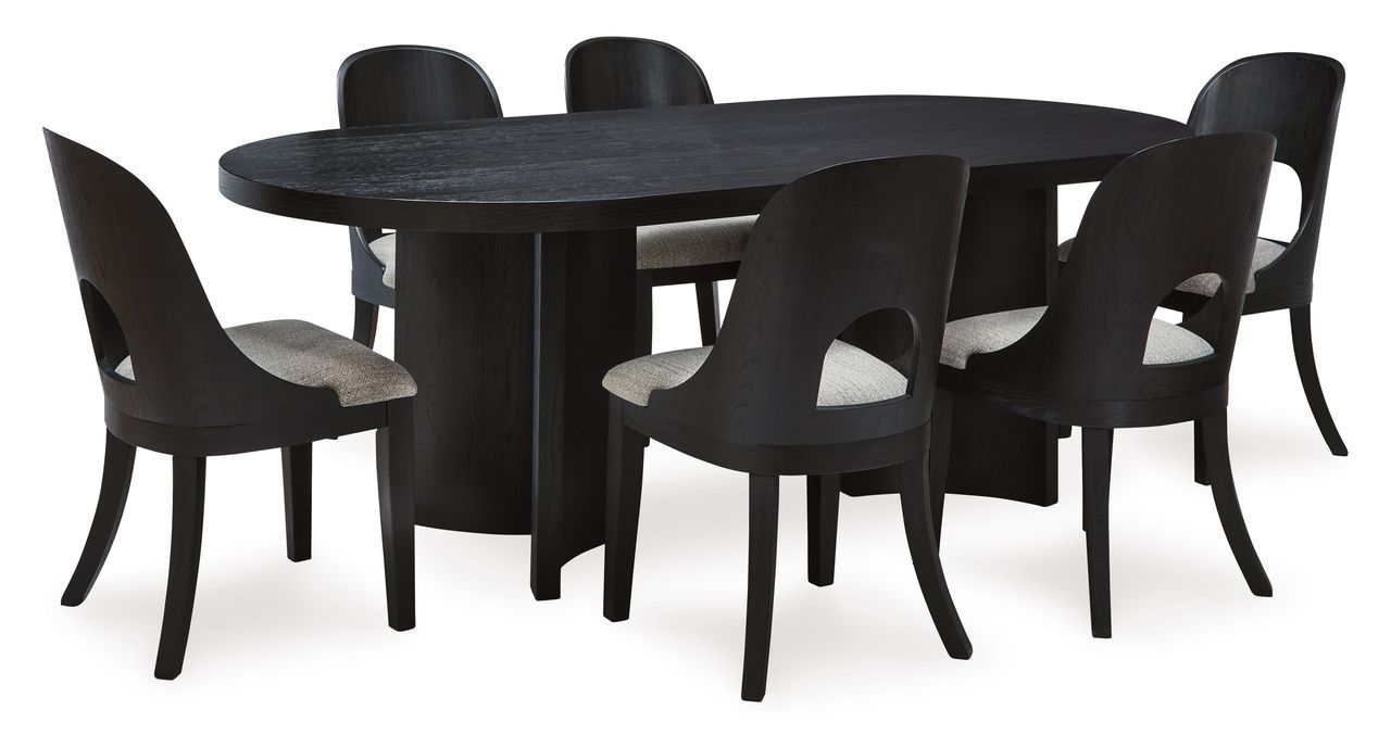 Rowanbeck Dining Chair Set of 2 In Black and Gray D82101