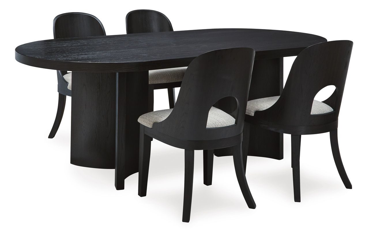 Rowanbeck Dining Chair Set of 2 In Black and Gray D82101