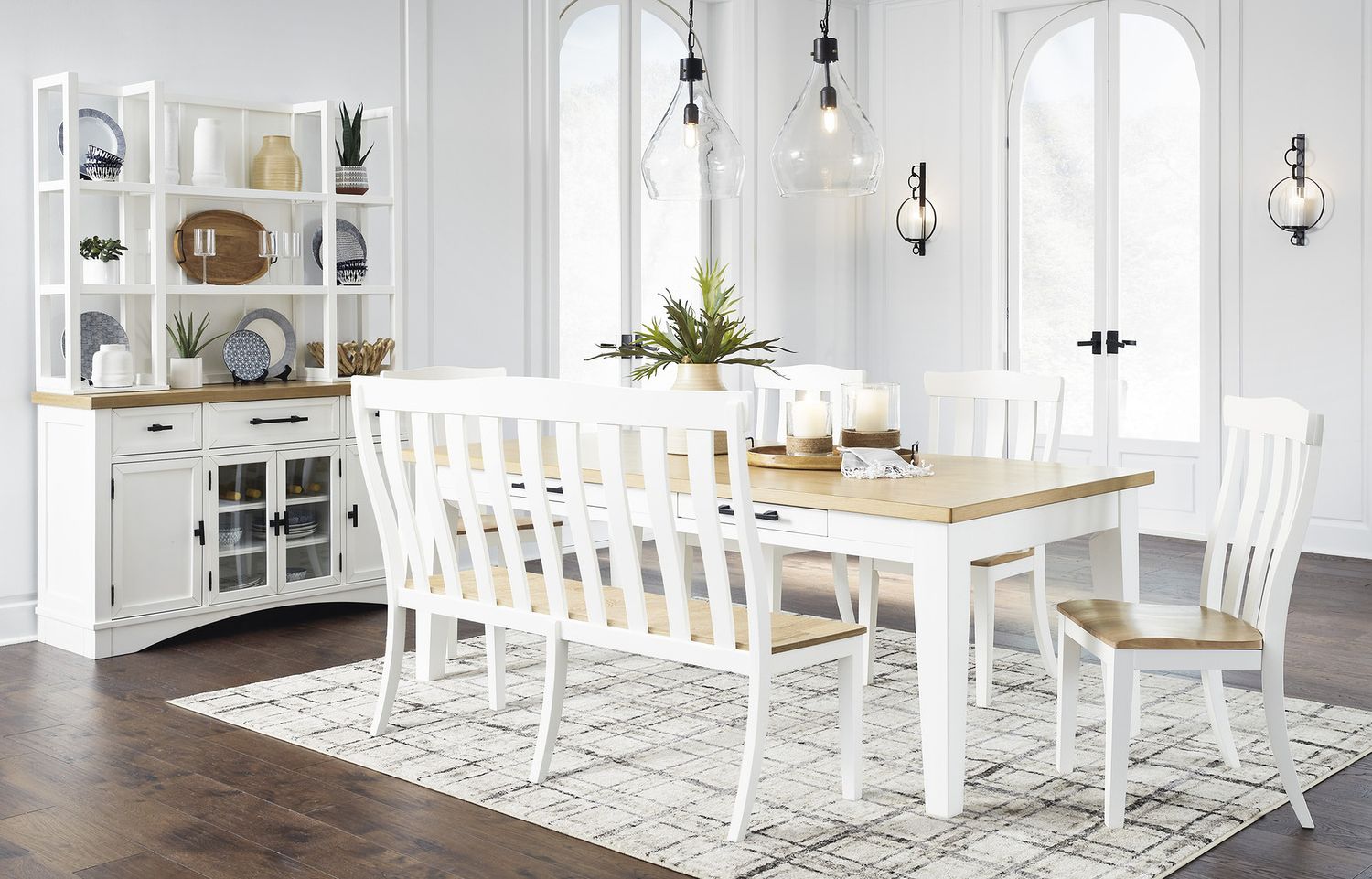 Ashbryn Dining Double Chair In White And Natural D84408