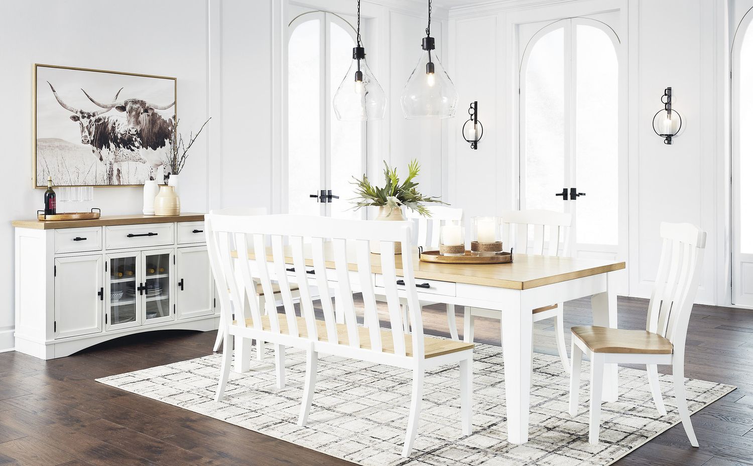 Ashbryn Dining Double Chair In White And Natural D84408