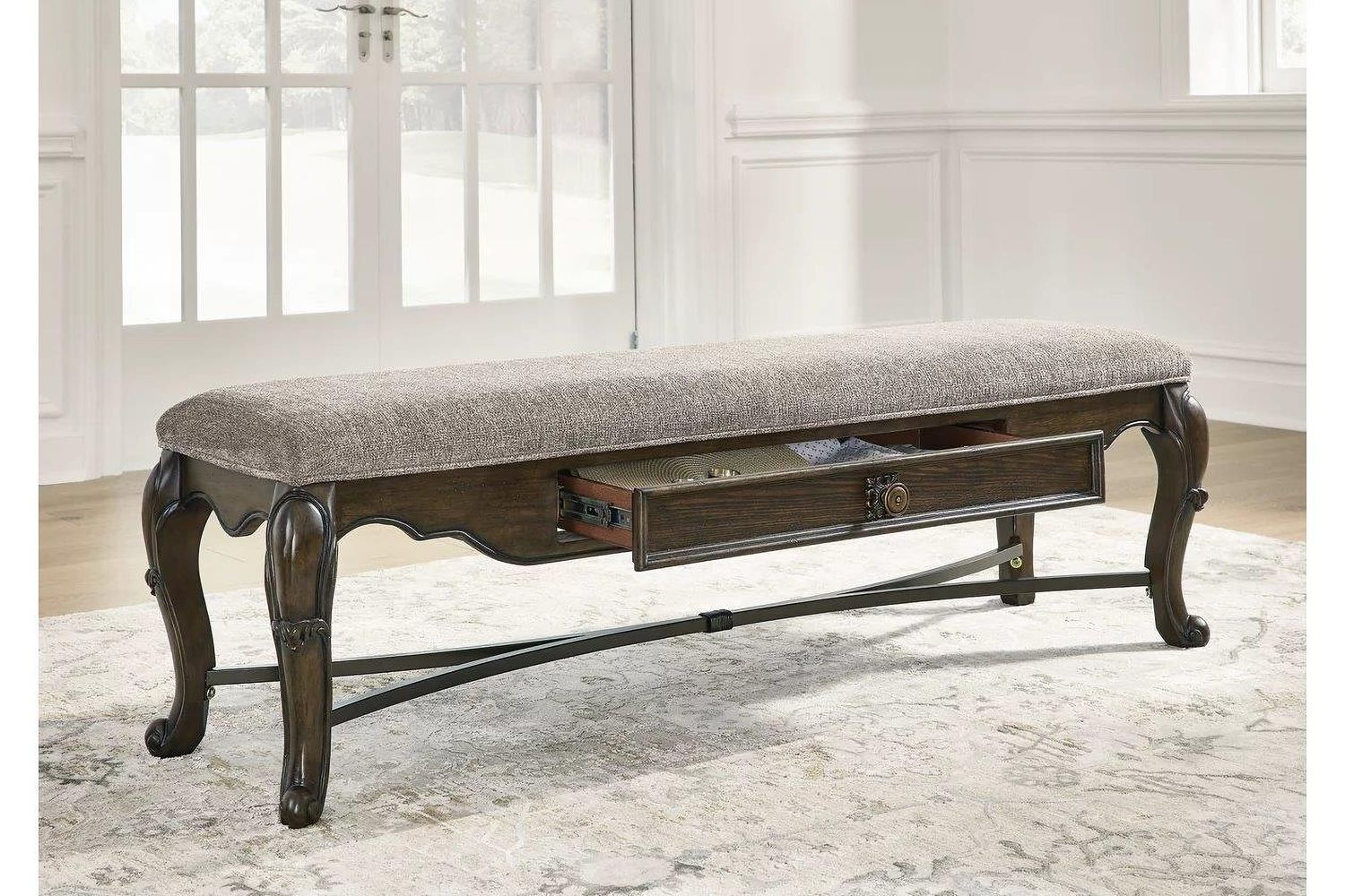 Maylee 63 Inch Dining Bench In Dark Brown D94700