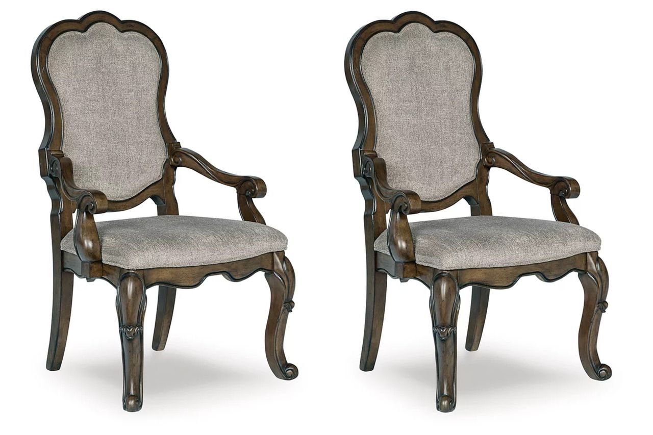 Maylee Dining Arm Chair Set of 2 In Dark Brown D94701A