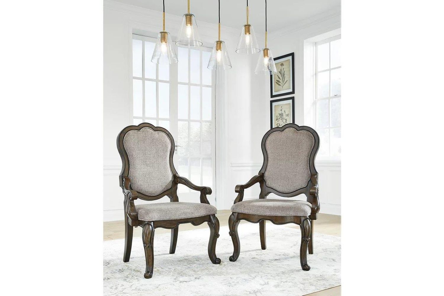 Maylee Dining Arm Chair Set of 2 In Dark Brown D94701A