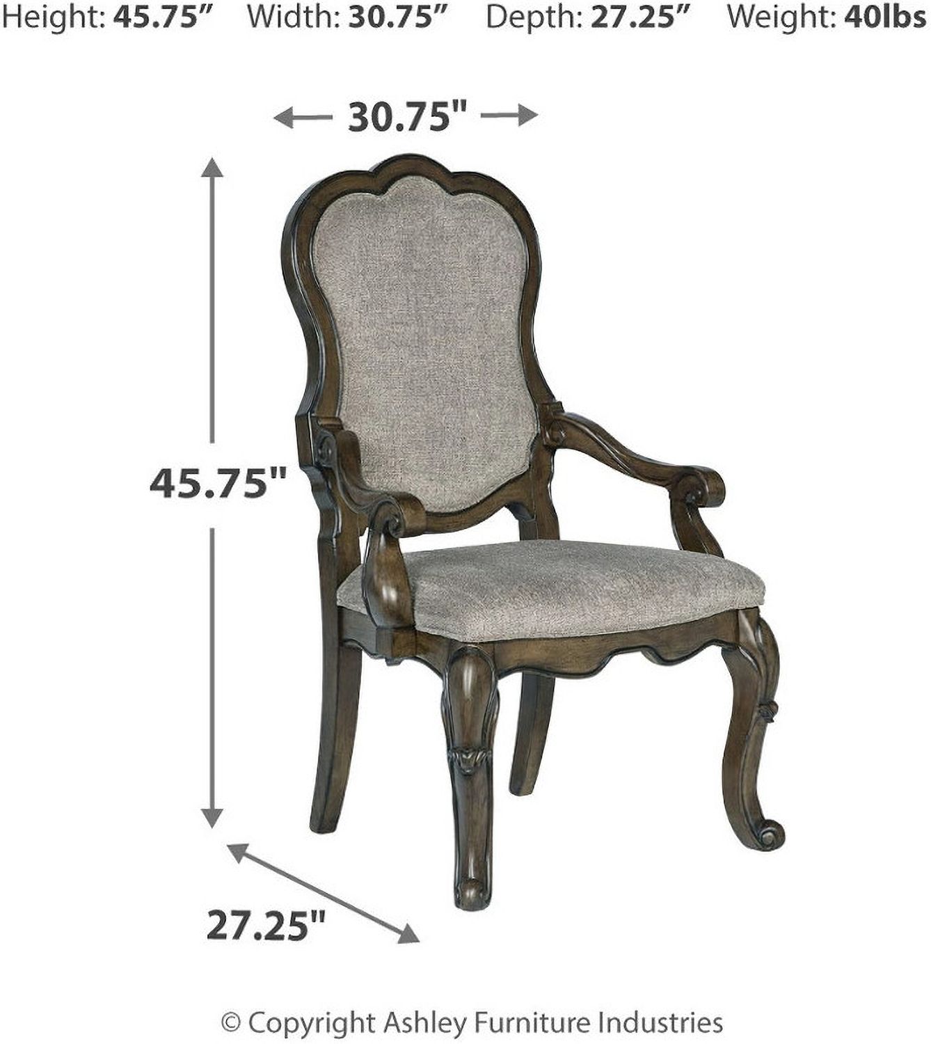 Maylee Dining Arm Chair Set of 2 In Dark Brown D94701A