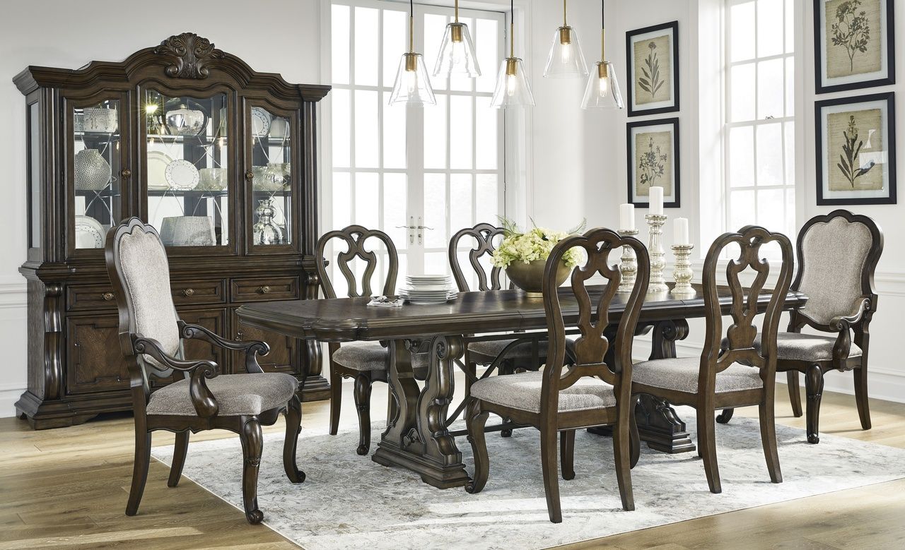 Maylee Dining Arm Chair Set of 2 In Dark Brown D94701A