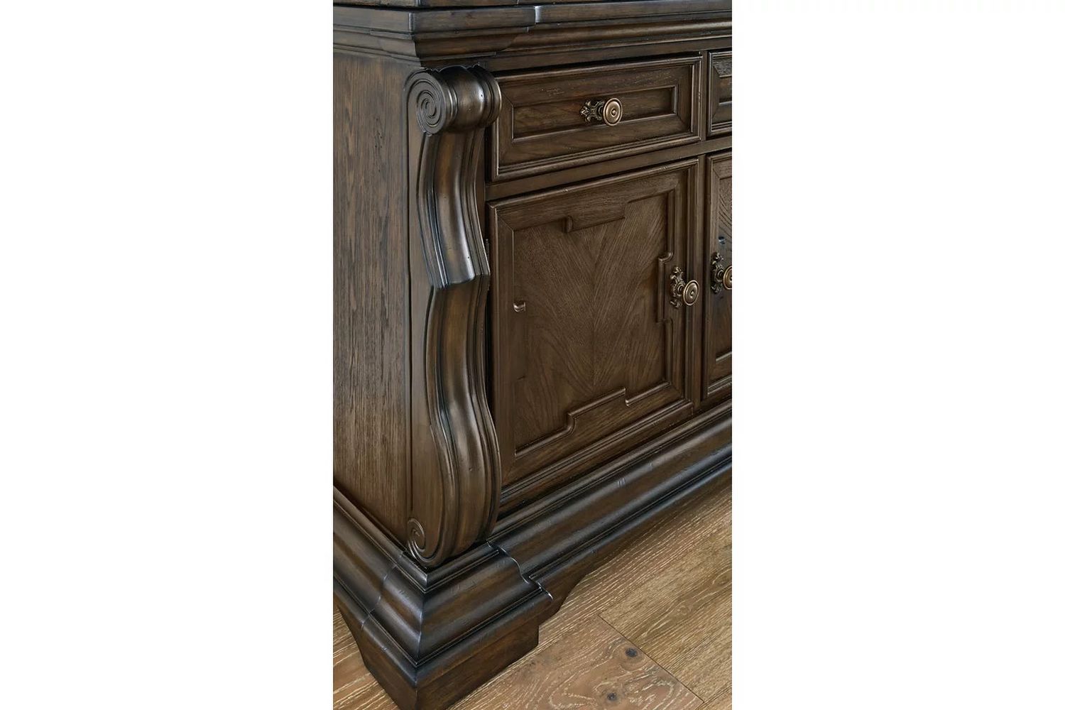 Maylee Dining Buffet and Hutch In Dark Brown D947D1