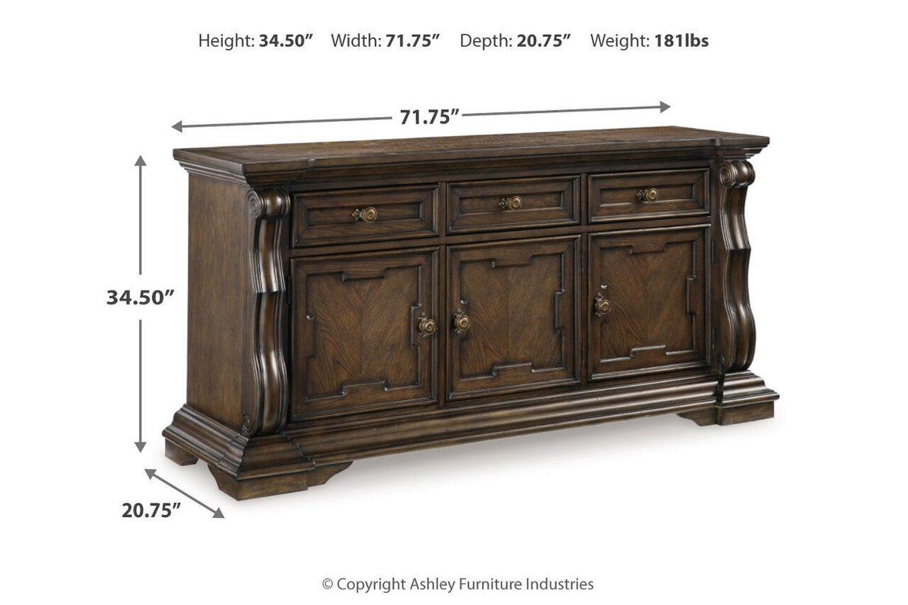 Maylee Dining Buffet and Hutch In Dark Brown D947D1
