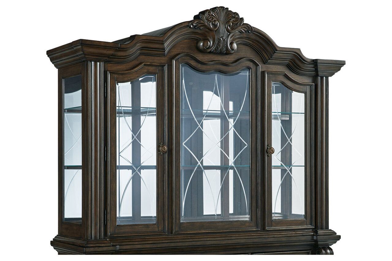 Maylee Dining Buffet and Hutch In Dark Brown D947D1