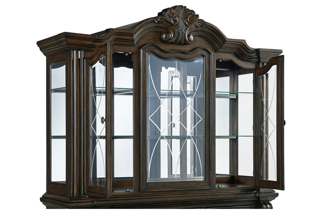 Maylee Dining Buffet and Hutch In Dark Brown D947D1