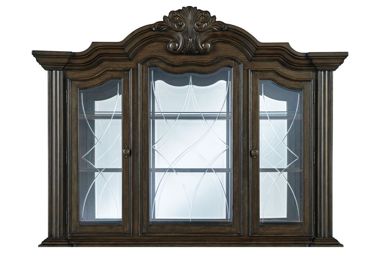 Maylee Dining Buffet and Hutch In Dark Brown D947D1