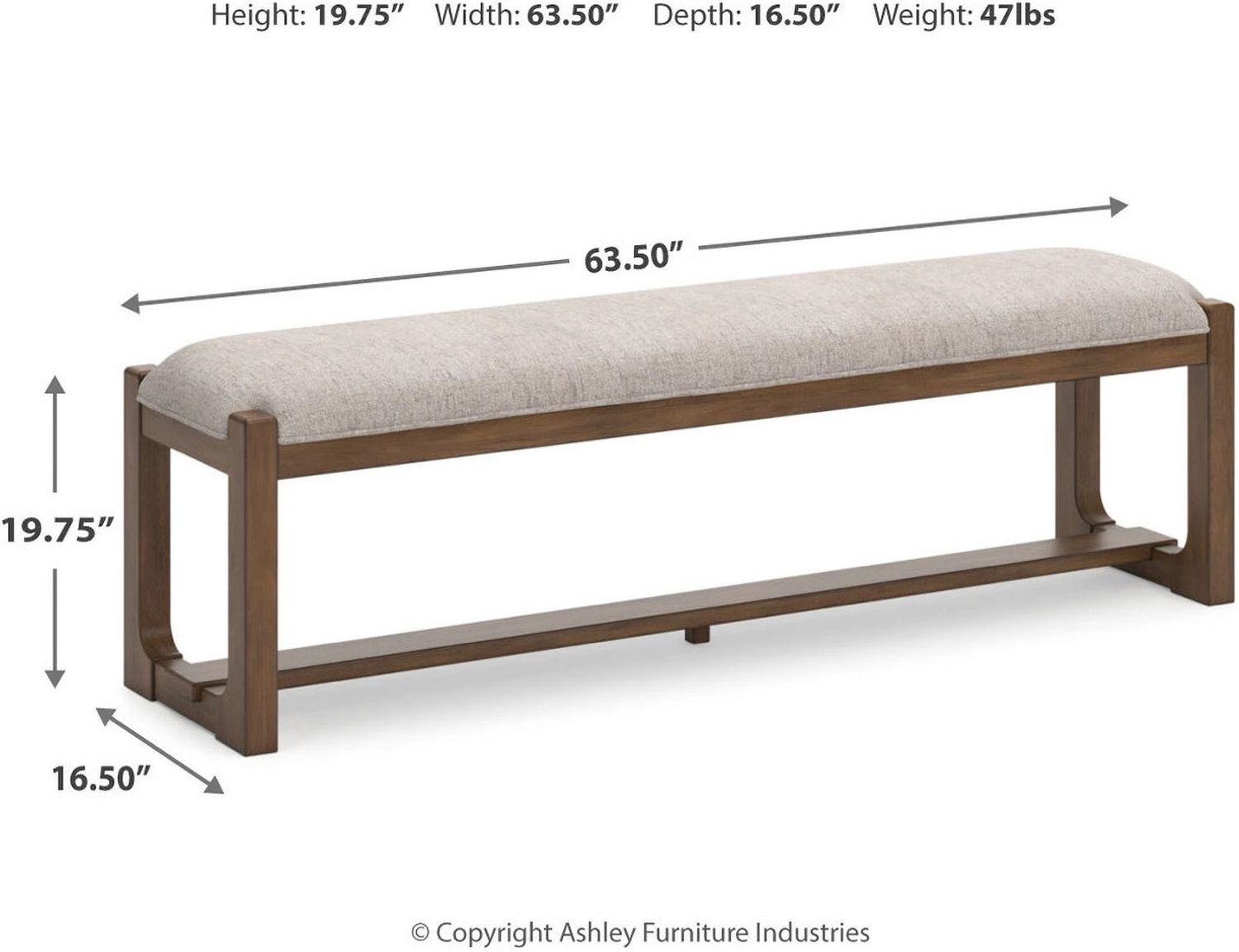Cabalynn Oatmeal Large Upholstered Dining Room Bench D97400