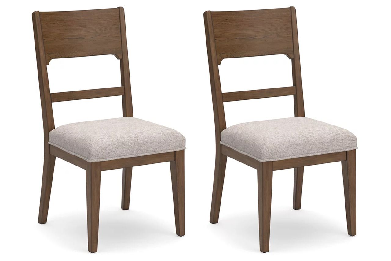 Cabalynn Oatmeal And Light Brown Dining Upholstered Side Chair Set of 2 D97401
