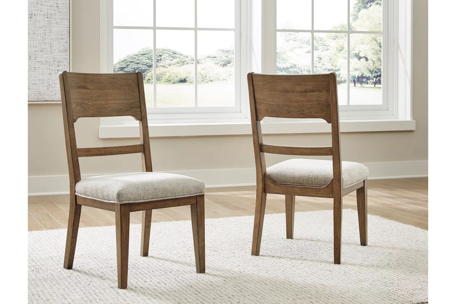 Cabalynn Oatmeal And Light Brown Dining Upholstered Side Chair Set of 2 D97401