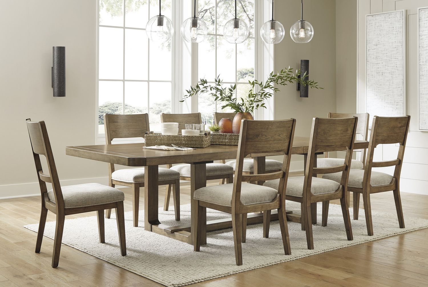 Cabalynn Oatmeal And Light Brown Dining Upholstered Side Chair Set of 2 D97401