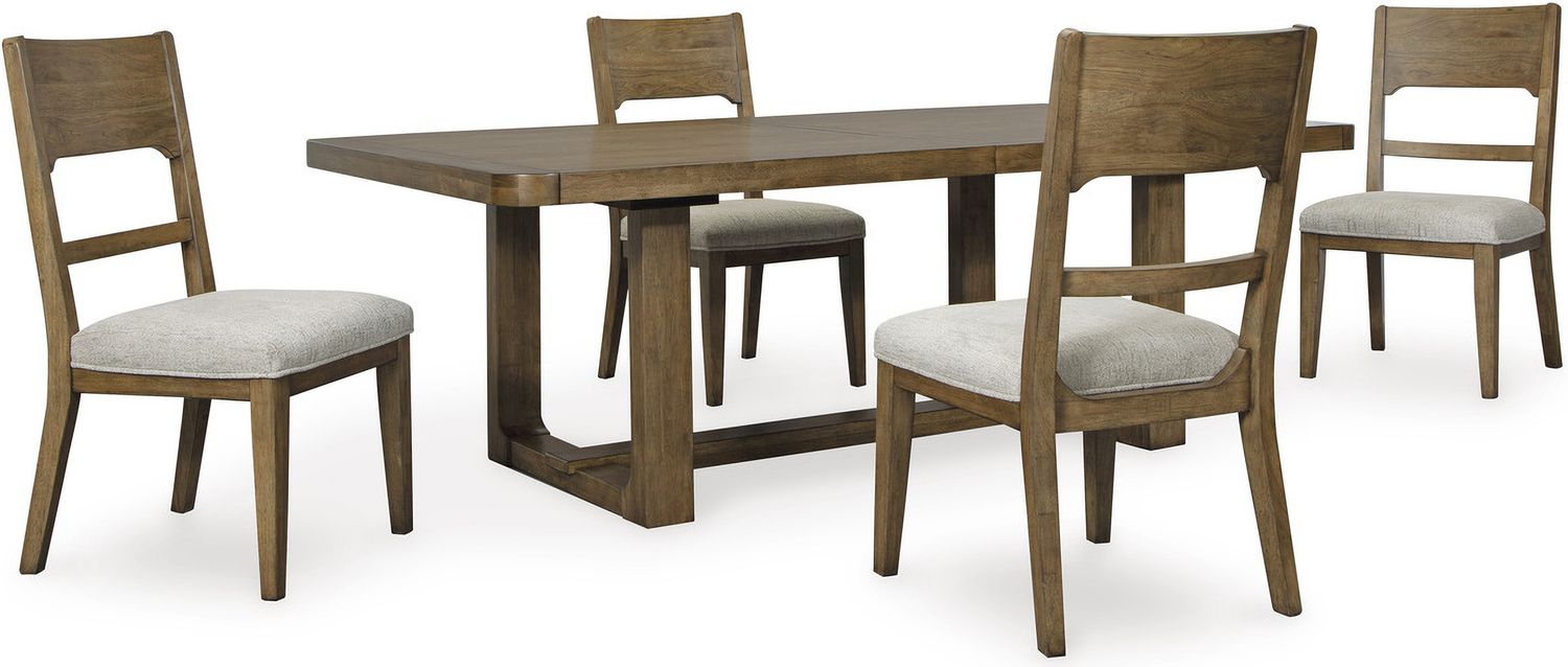 Cabalynn Oatmeal And Light Brown Dining Upholstered Side Chair Set of 2 D97401