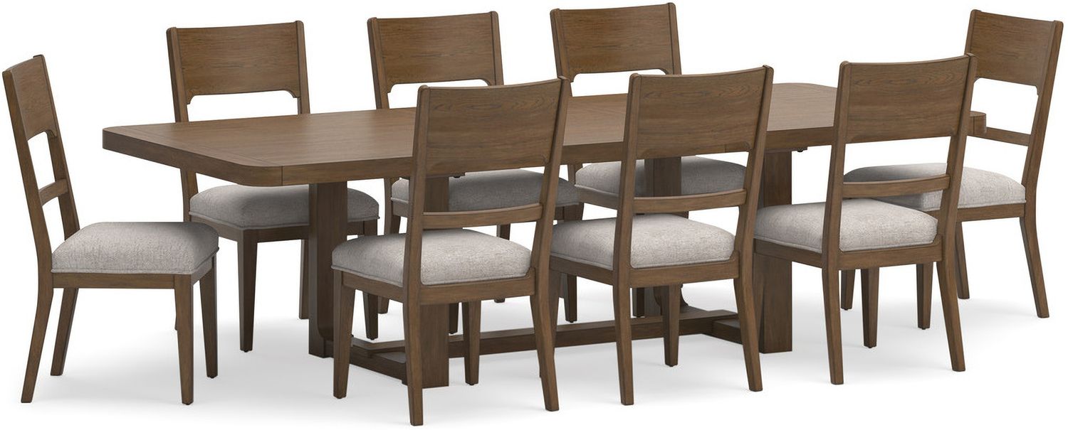 Cabalynn Oatmeal And Light Brown Dining Upholstered Side Chair Set of 2 D97401