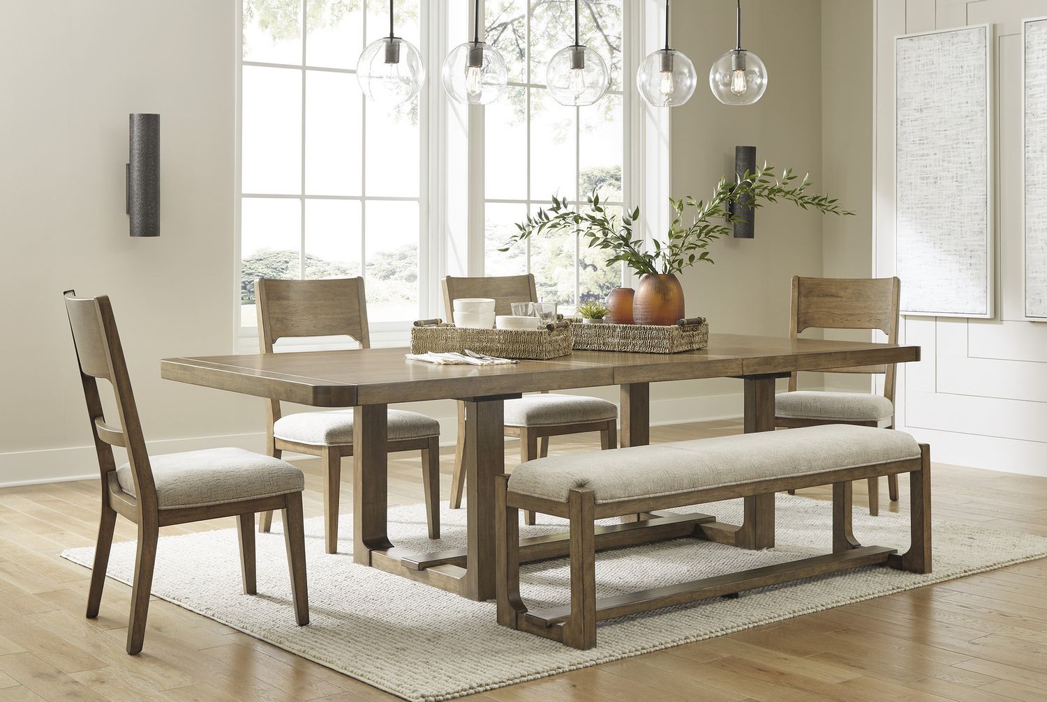 Cabalynn Oatmeal And Light Brown Dining Upholstered Side Chair Set of 2 D97401