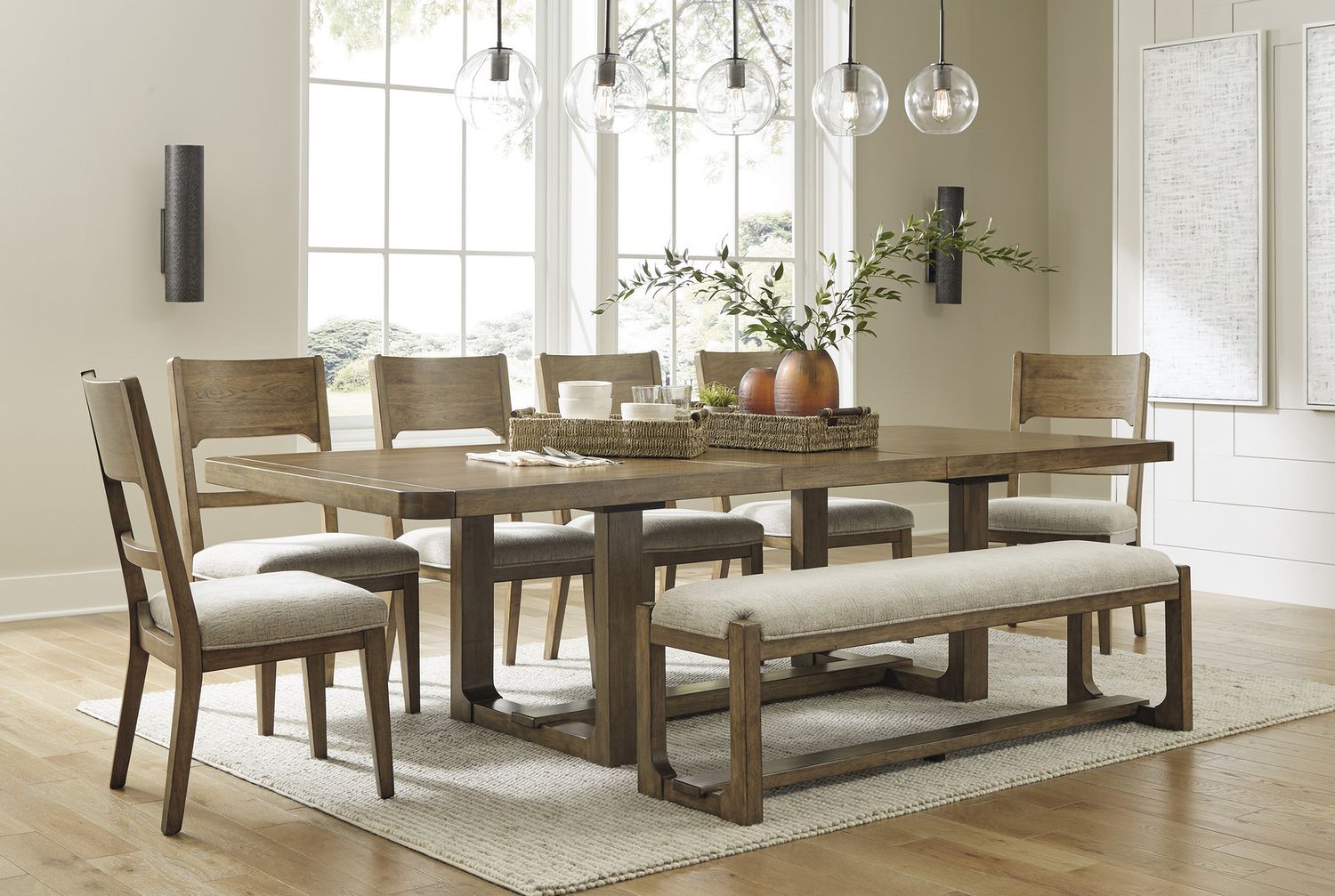 Cabalynn Oatmeal And Light Brown Dining Upholstered Side Chair Set of 2 D97401