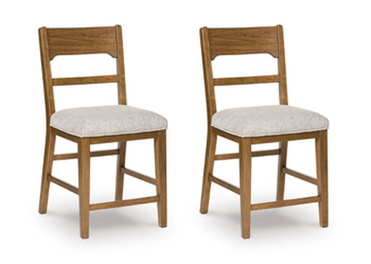 Cabalynn 42 Inch Counter Height Barstool Set of 2 In Oatmeal and Light Brown D974224