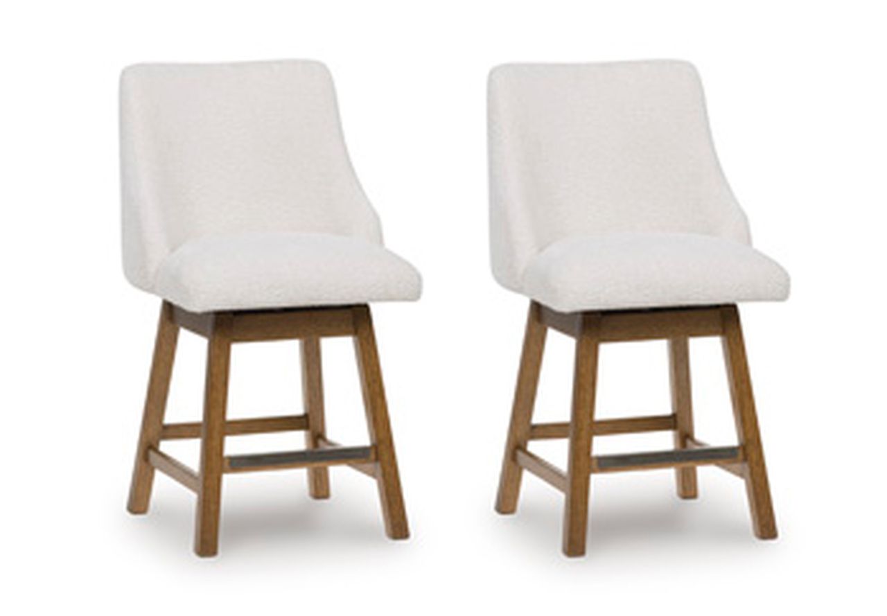Cabalynn 38 Inch Counter Height Barstool Set of 2 In Oatmeal and Light Brown D974324