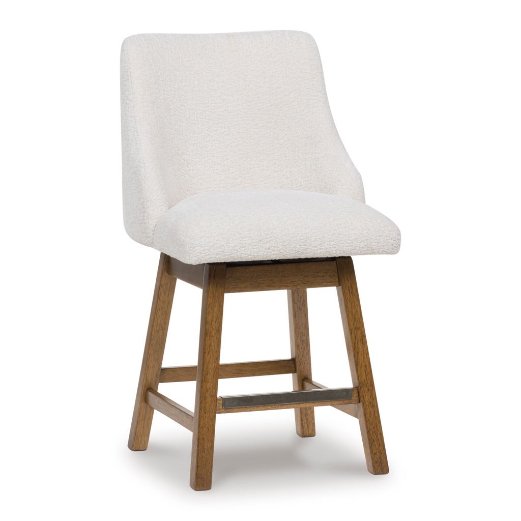 Cabalynn 38 Inch Counter Height Barstool Set of 2 In Oatmeal and Light Brown D974324