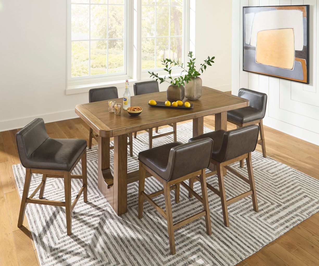 Cabalynn Counter Height Dining Room Set In Light Brown D974D3