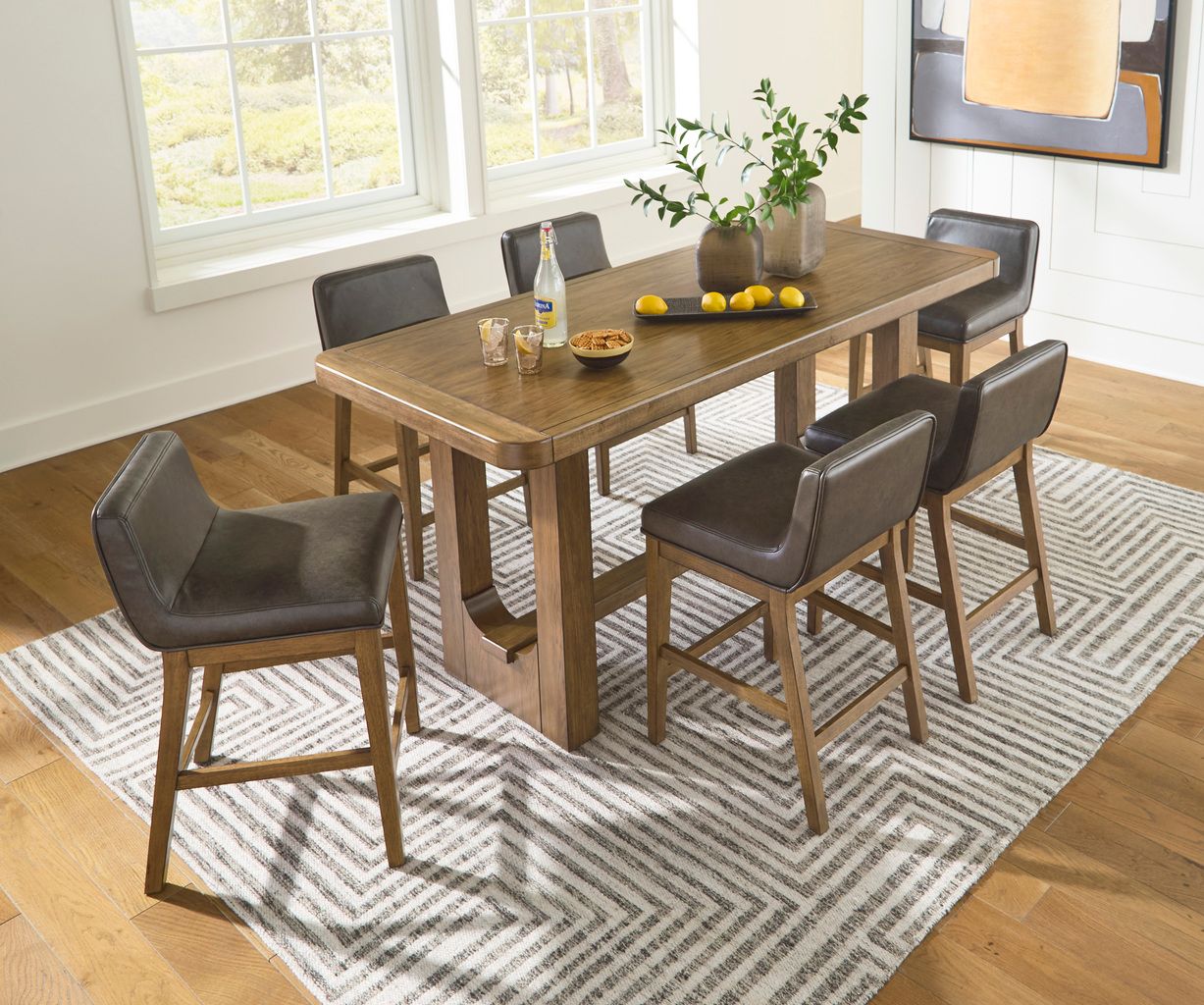Cabalynn Counter Height Dining Room Set In Light Brown D974D3