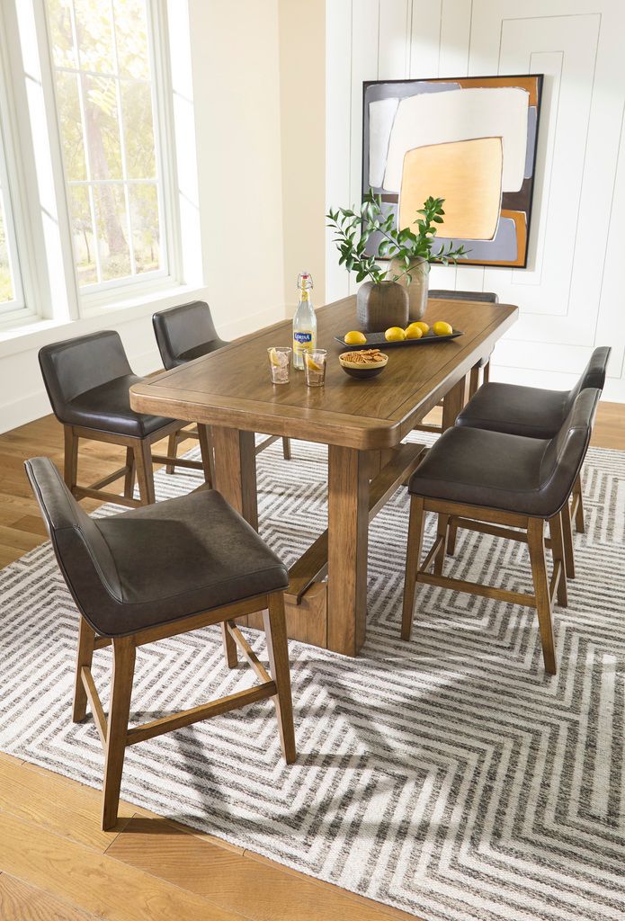 Cabalynn Counter Height Dining Room Set In Light Brown D974D3
