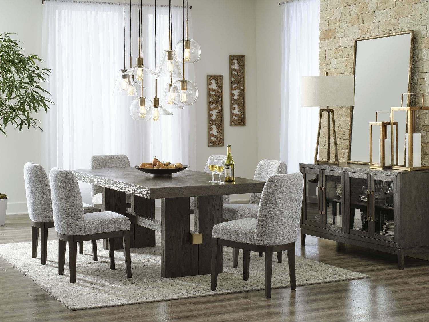 Burkhaus Dark Brown Dining Upholstered Side Chair Set of 2 D98401