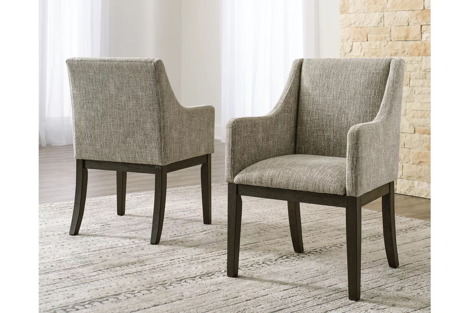Burkhaus Dark Brown Dining Upholstered Arm Chair Set of 2 D98401A