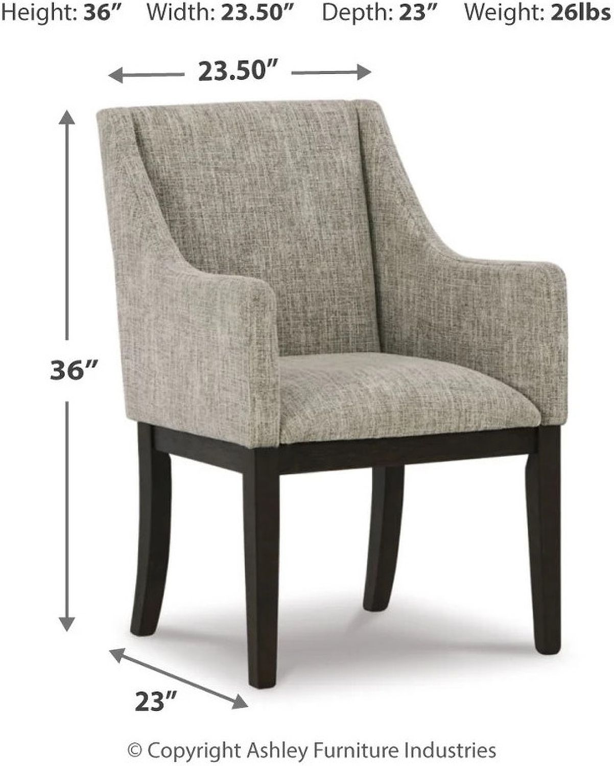 Burkhaus Dark Brown Dining Upholstered Arm Chair Set of 2 D98401A