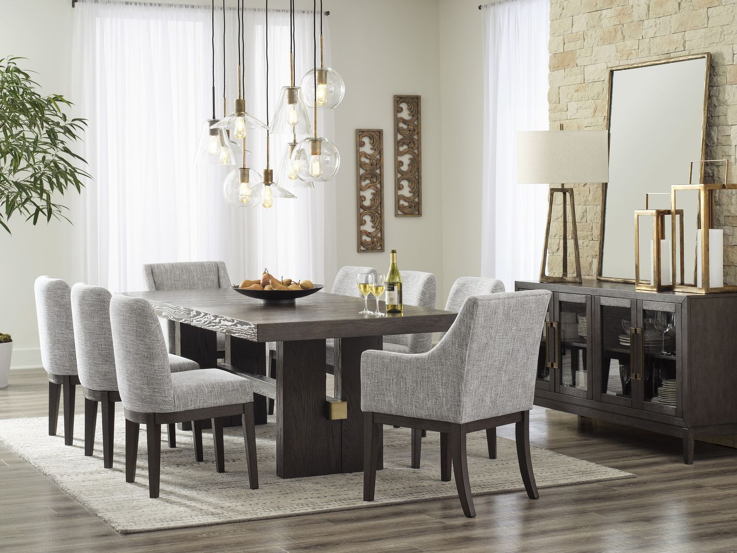 Burkhaus Dark Brown Dining Upholstered Arm Chair Set of 2 D98401A