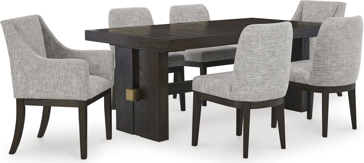 Burkhaus Dark Brown Dining Upholstered Arm Chair Set of 2 D98401A